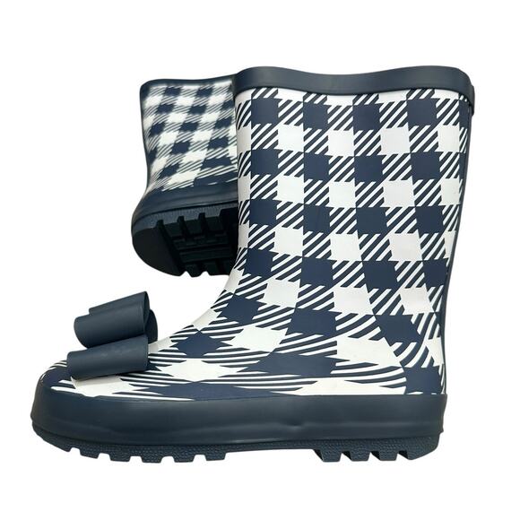 WHIM & WANDER by SWEETHONEY Navy Check Bow Rain Boots 1 - Picture 5 of 8
